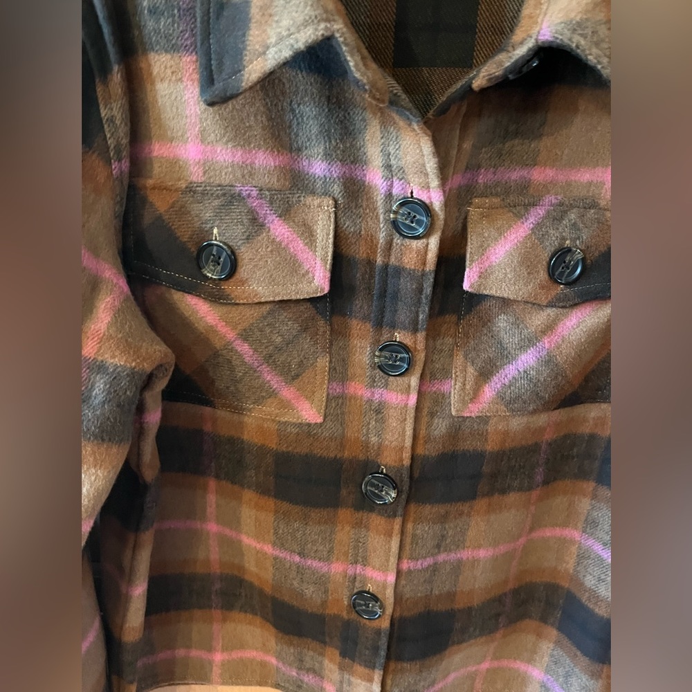 NWOT BB Dakota by Steve Madden Plaid Boxy Shacket - Picture 5 of 7